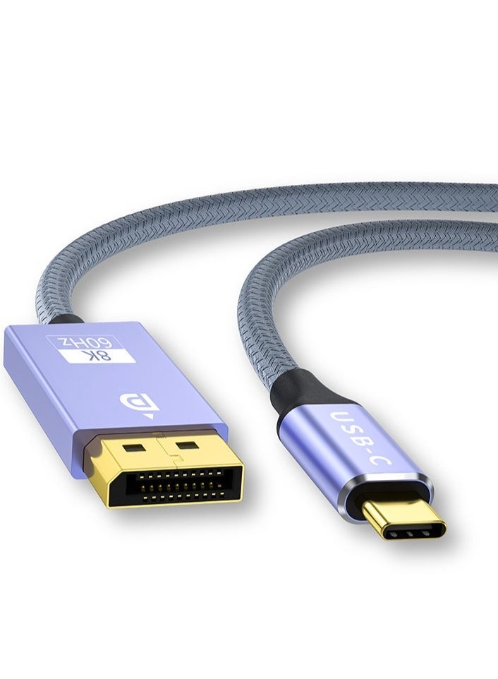 LESHP 8K@60Hz USB C to DisplayPort 1.4 Cable (8K@60Hz, 4K@144Hz, 2K@240Hz), 32.4Gbps, USB-C to DP Cable Compatible for iPhone 17/16,MacBook Pro/Air,Odyssey G8/G9 (6.6FT/2m) - Image 1